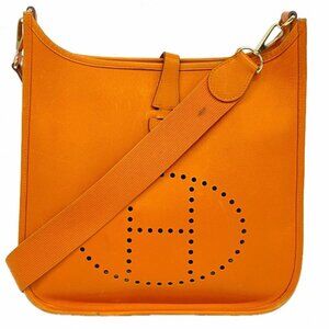 Hermes Shoulder Bag Evelyne Veau Epsom Orange Gold